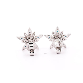 14K White Gold Flower Motif Blue and White Diamond Stud Earrings – Assay Jewelers