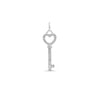 14K White Gold Natural Diamond Key To My Heart Pendant Necklace