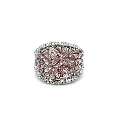 14K White Gold Pink Diamond Micro Pave Ring