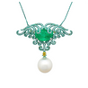 14.89 Carat Minor Oil Colombian Emerald & Green Gold Enamel Art Nouveau Necklace