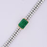 14ct Emerald Center and Diamond 2 Strand Tennis Bracelet