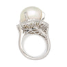 14mm Pearl with Baguette and Round Diamonds in Platinum Cocktail Ring