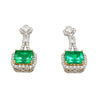 15 Carat Colombian Minor Oil Emerald & Diamond Dangle Earrings in 18K White Gold