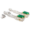 15 Carat Colombian Minor Oil Emerald & Diamond Dangle Earrings in 18K White Gold