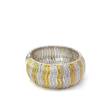 15 Carat Yellow & White Round Cut Diamond in 18K Cuff Bangle Bracelet – Assay Jewelers