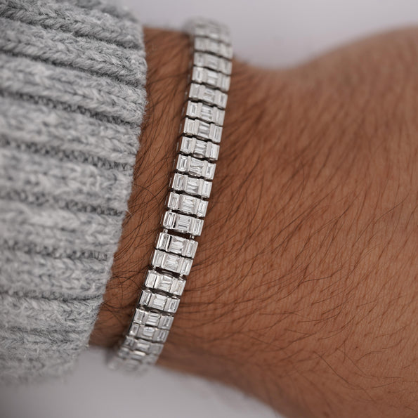 16 Carat Baguette Cut Diamond 18K White Gold Multi-Link Bracelet