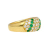 18K Gold 2 Carat Emerald & Diamond Pave Cluster Band Ring