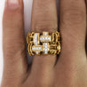 18K Gold Garavelli Signed Men's Italian Diamond Cage Link Ring