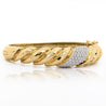 18K Gold Hammered Finish Diamond Pave Bangle Bracelet
