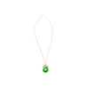 18K Gold Jadeite Jade Disc Pendant Necklace with Circular Jade and Baguette With Round Cut Diamonds