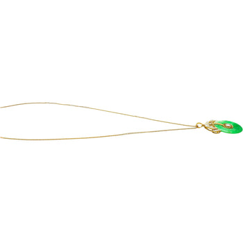 18K Gold Jadeite Jade Disc Pendant Necklace with Circular Jade and Baguette With Round Cut Diamonds – Assay Jewelers