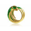 18K ذهب ومينا خضراء خاتم Snake Ring