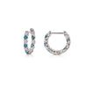 18K White Gold 0.50 CT Blue & White Diamond Inside Out Huggie Hoop Earrings