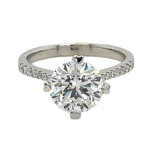 18K White Gold 2.60 Carat Lab Diamond Ring with Heart Shaped Prong Setting