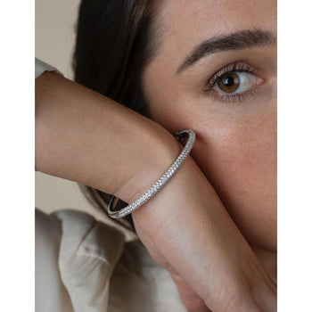 Bracelet jonc en or blanc 18K, diamant naturel taille ronde micro pavée, 3,7 carats – Assay Jewelers