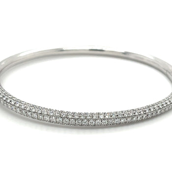 Bracelet jonc en or blanc 18K, diamant naturel taille ronde micro-pavé 3.7 carats – Assay Jewelers