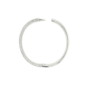 Bracelet jonc en or blanc 18K avec diamants naturels micro-pavés taille ronde de 3,7 carats – Assay Jewelers
