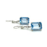 18K White Gold Emerald Cut Spinel & Diamond Drop Earrings