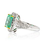 18K White Gold Emerald & Princess Cut Diamond Men's Ring