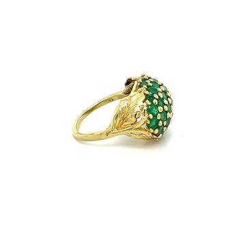 18K Yellow Gold Round Natural Emerald Gemstone Cluster Dome Ring – Assay Jewelers