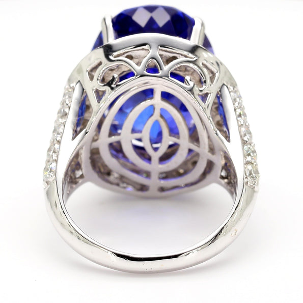18.06 Carat AAAA Tanzanite 18K White Gold Split Shank Ring