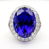 18.06 Carat AAAA Tanzanite 18K White Gold Split Shank Ring