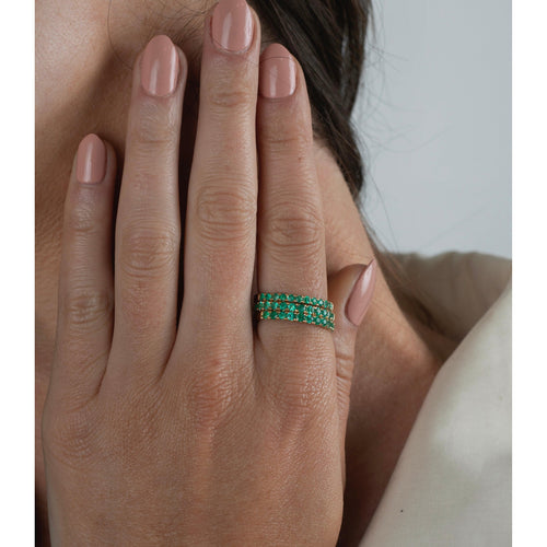 18k Solid Gold Natural Round Emerald Band | Size 6.5-7.5 | 2.0-2.5mm