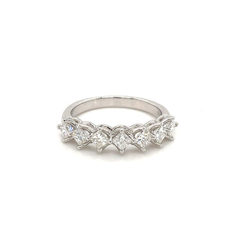 18k White Gold Princess Cut Natural Diamond Half Eternity Band Ring