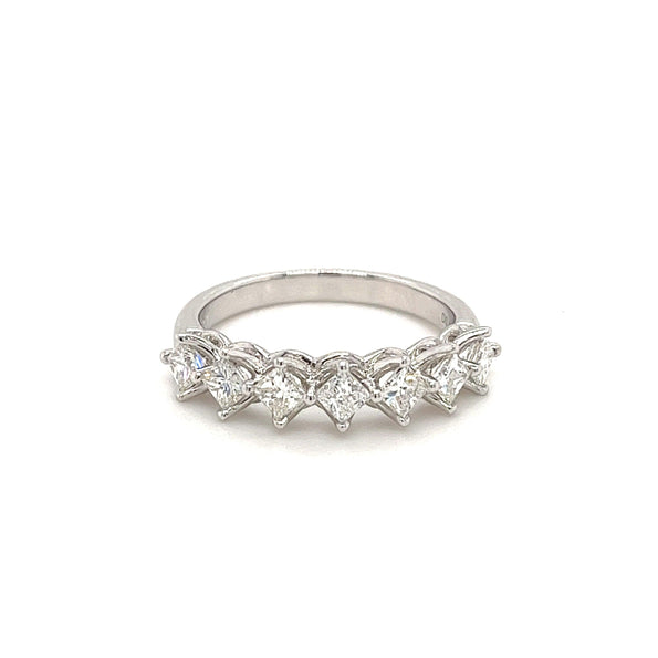 18k White Gold Princess Cut Natural Diamond Half Eternity Band Ring