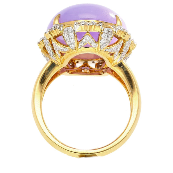 19.48ct Oval Lavender Jadeite Jade Diamond Cocktail Ring