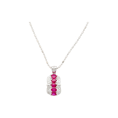 1.15 Carat Pinkish Red Ruby and Diamond Pendant Necklace Platinum