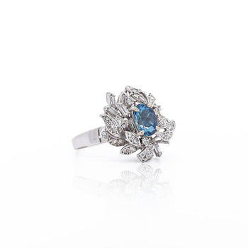 1.26 Carat Aquamarine & Diamond in 18K White Gold Floral Statement Ring – Assay Jewelers
