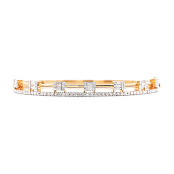 1.32 Carat Diamond Illusion Set 2-Row 14K Gold Bangle Bracelet – Assay Jewelers