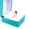 1.35 Carat Pear Cut Natural Ruby and Diamonds in 14k white gold Curved Ring