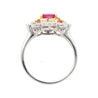 1.38 CTTW Natural Pinkish Red Ruby & Diamond Floral Motif Ring in 14K White Gold