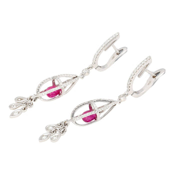 1.40 Carat Pink Sapphire and Diamond Drop Cage Earrings in 18k White Gold – Assay Jewelers