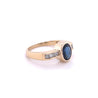 1.48 Carat Oval Cut Blue Sapphire With Princess Cut Diamond Ring in 18k Gold