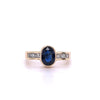 1,48 Karat Ovalschliff Blauer Saphir mit Princess-Schliff Diamant Ring in 18k Gold