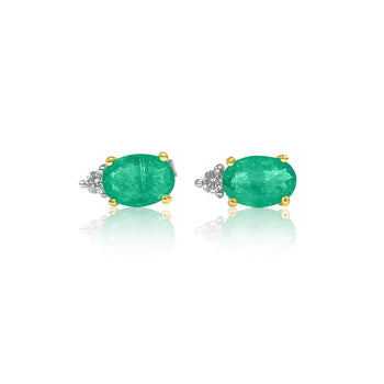 Oval Cut Natural Emerald Stud Earrings in 18K Solid Gold – Assay Jewelers