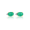 1.5 CTW Oval Emerald Stud Earrings & Diamond Tops in 14K Gold