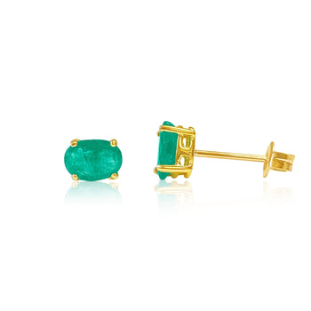 1.5 Carat Oval Cut Natural Emerald Stud Earrings in 14K Solid Gold – Assay Jewelers