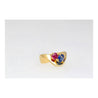 1.5 Carat Sapphire & Ruby with Diamond 18K Yellow Gold Crossover Statement Ring