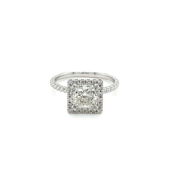 1.50 Carat Princess Cut Lab Grown Diamond Engagement Ring in 18K Rope Style Shank and Diamond Halo – Assay Jewelers