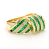 1.55 Carat Emerald & Diamond in 18K Gold Bow Dome Design Band Ring