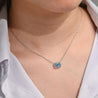 1.72 Carat Radiant Cut Blue & White Diamond Halo 14K White Gold Pendant Necklace