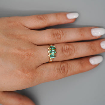 1.80 Carat Oval Emerald 3 Stone Ring in 14K Gold – Assay Jewelers
