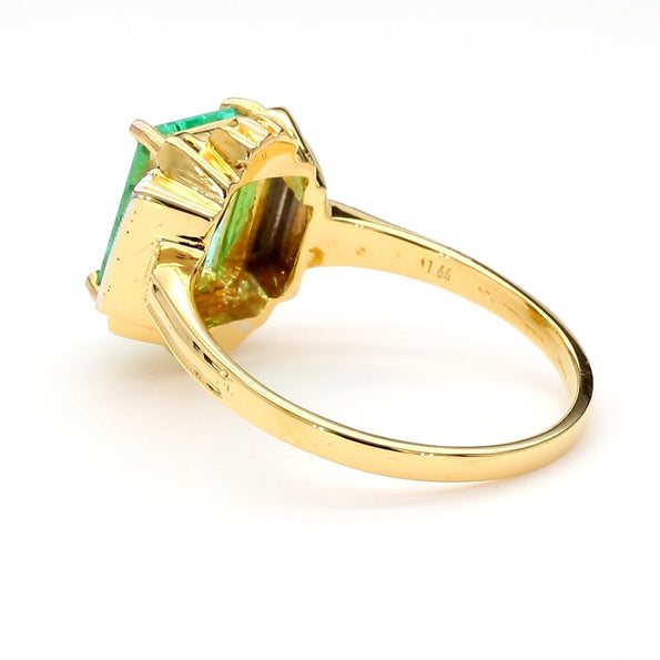 2 Carat Colombian Emerald Diamond Cut 14K Gold Ring