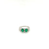 2-Stone 0.92CT TW Round Cut Natural Emerald Ring in 18k White Gold