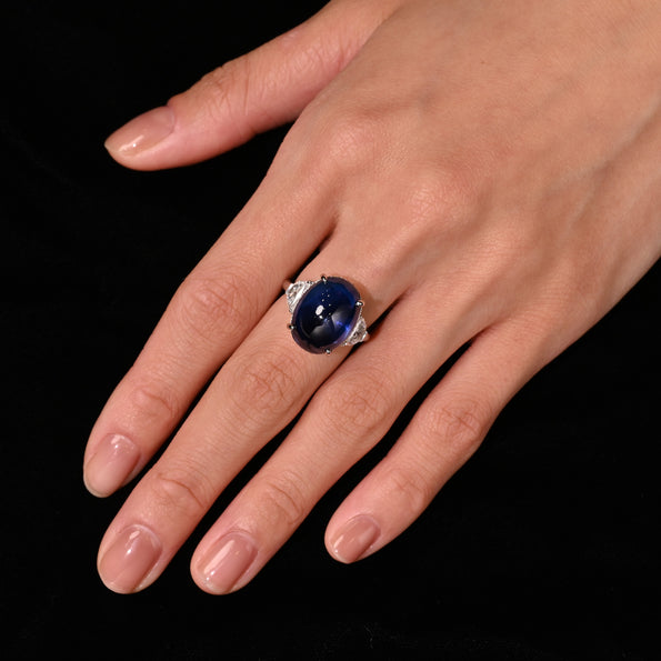 20 Carat Royal Blue No Heat Burma Sapphire & Diamond Ring