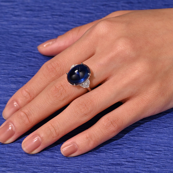 20 Carat Royal Blue No Heat Burma Sapphire & Diamond Ring